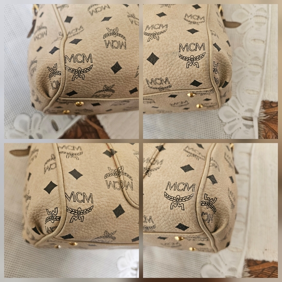 MCM Cream Handbag With Long Handle Satchel AUTHENTIC - Picture 10 of 16